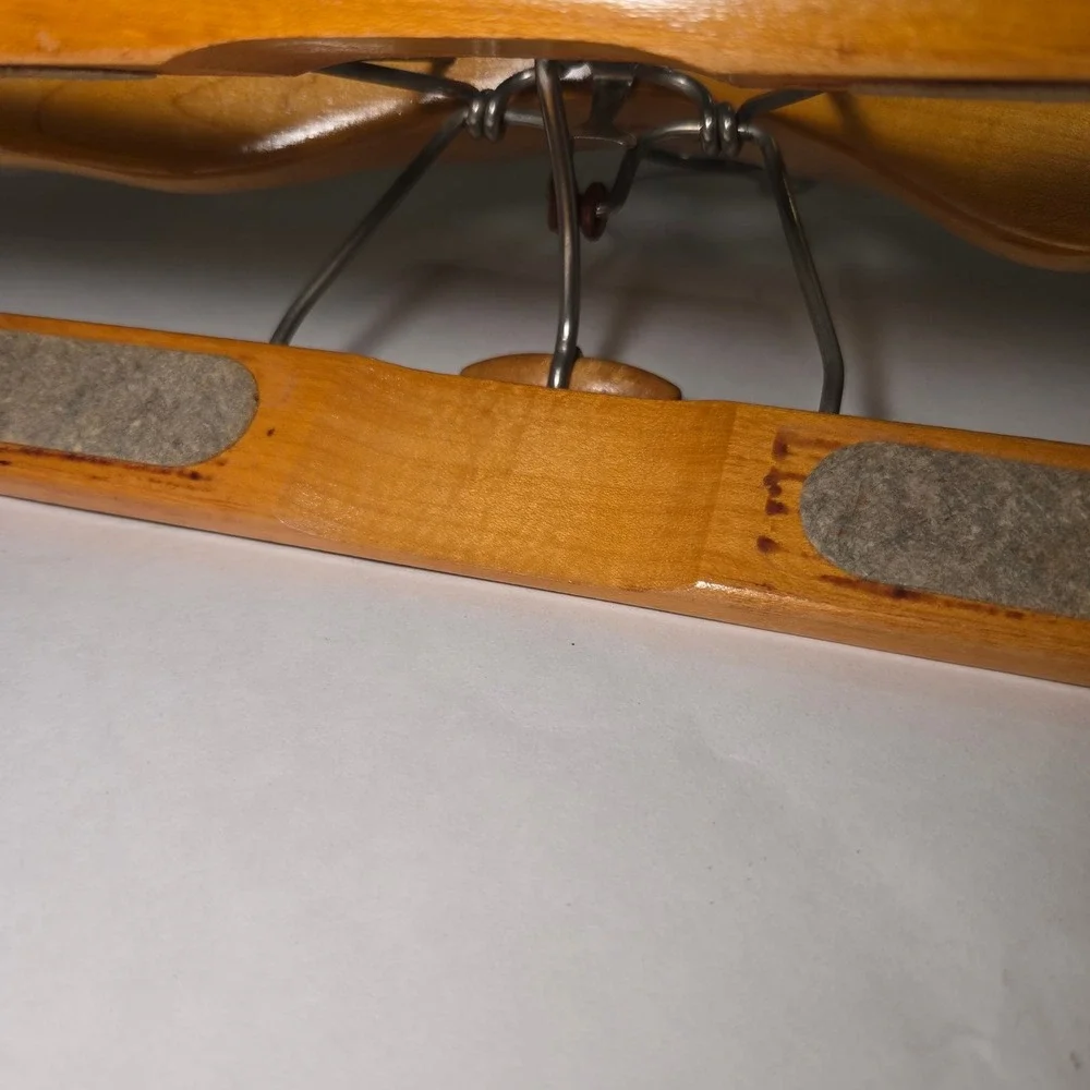 VTG SETWELL Suit Hanger 50s Wood French Collar Brown Trouser Clamp USA Made GUC‎
